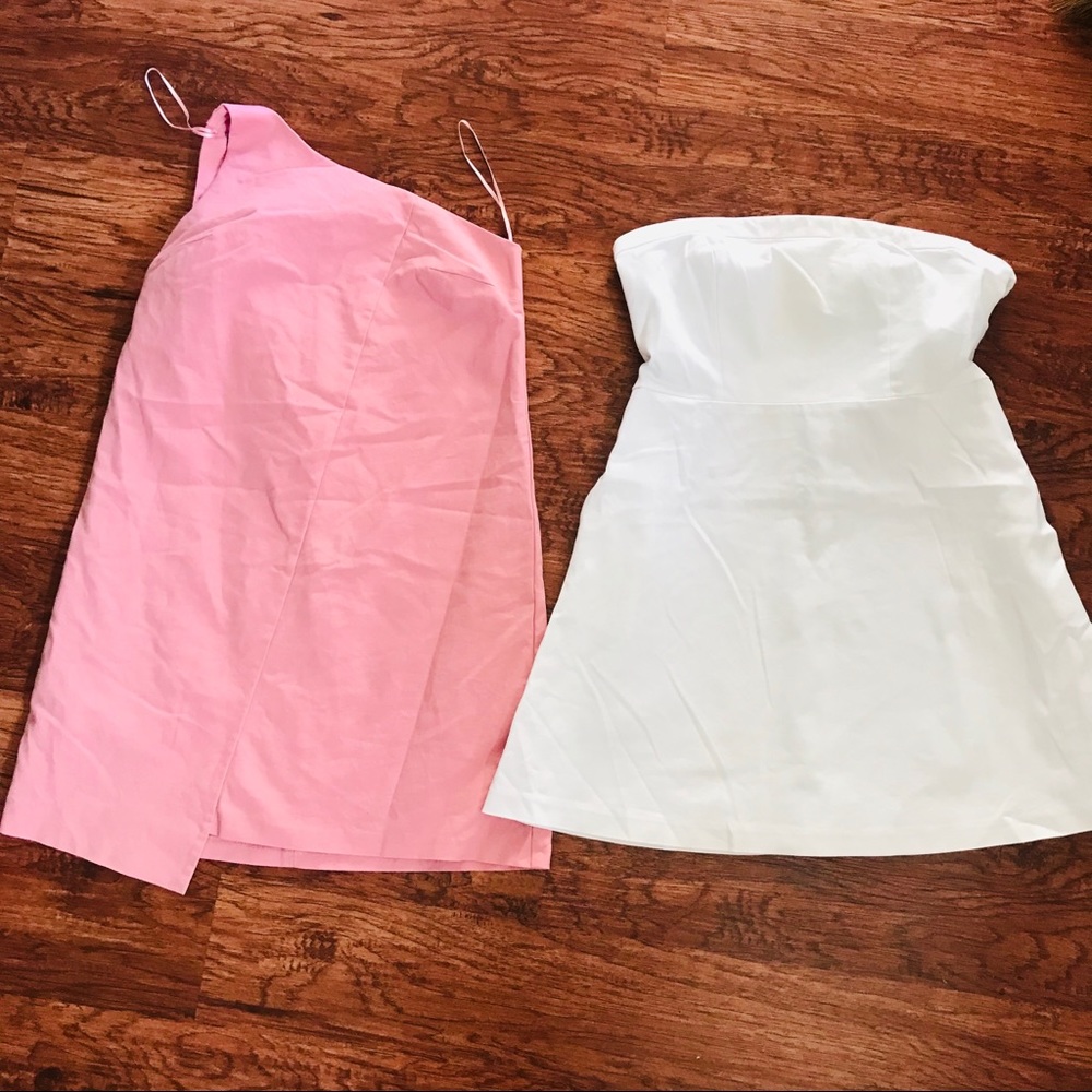 Zara Pink One Sleeve Dress White TOBI Dress